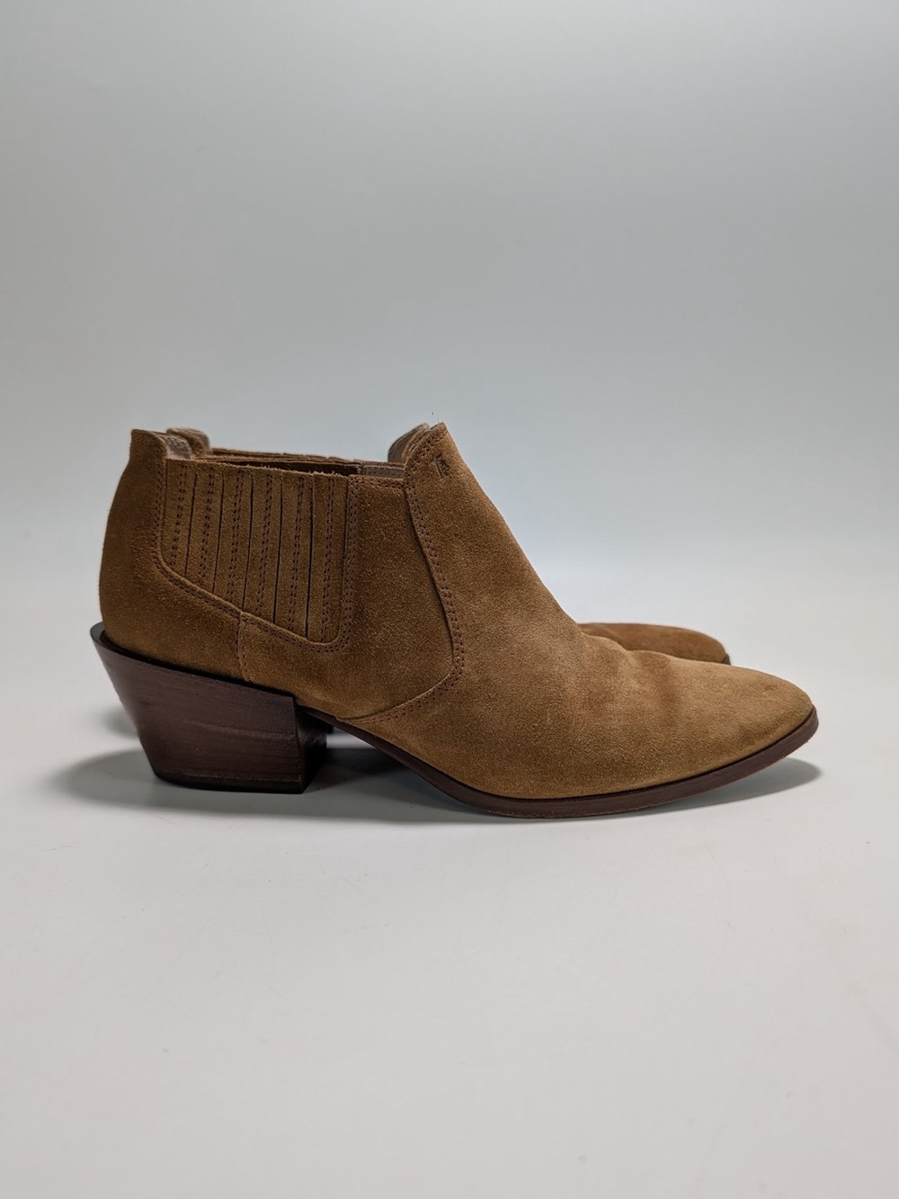 Tod's Suede Ankle Booties with Stacked Heel